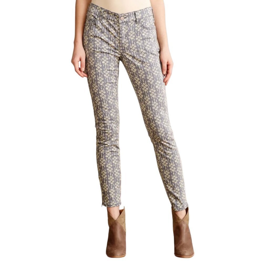 Pilcro and the Letterpress The Serif Stretch Fit Leggings Pants Gray Print